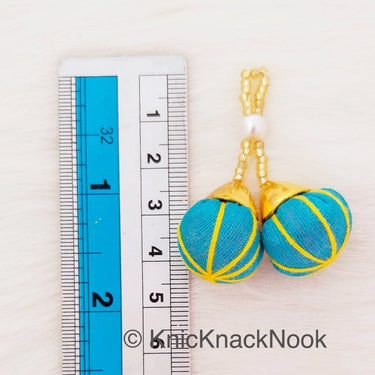 Blue Tassels Art Silk Fabric Balls Bunch, Latkan, Embellishments